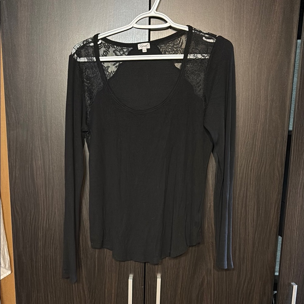 Kismet Black Asymmetrical Cut Out Blouse
